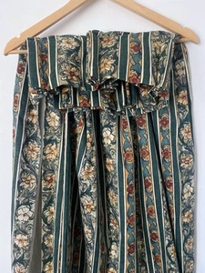 Vintage Floral Stripe Country House Lined Curtains Green Montgomery 63”D X 49” W - Picture 1 of 21