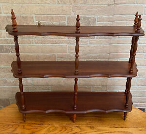 Vintage Decorative ￼Wooden 3-Tier W/Spindles Knick Knack Shelf Wall Or Stand￼