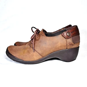 Merrell Veranda Butter Rum Brown Leather Clogs Lace-Up Shoes Womens Size 8.5 - Picture 1 of 9