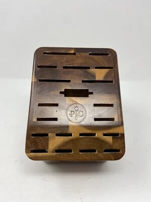 Pampered Chef Large 20 Slot Acacia Wood Knife Block Stand - Image 1 of 4