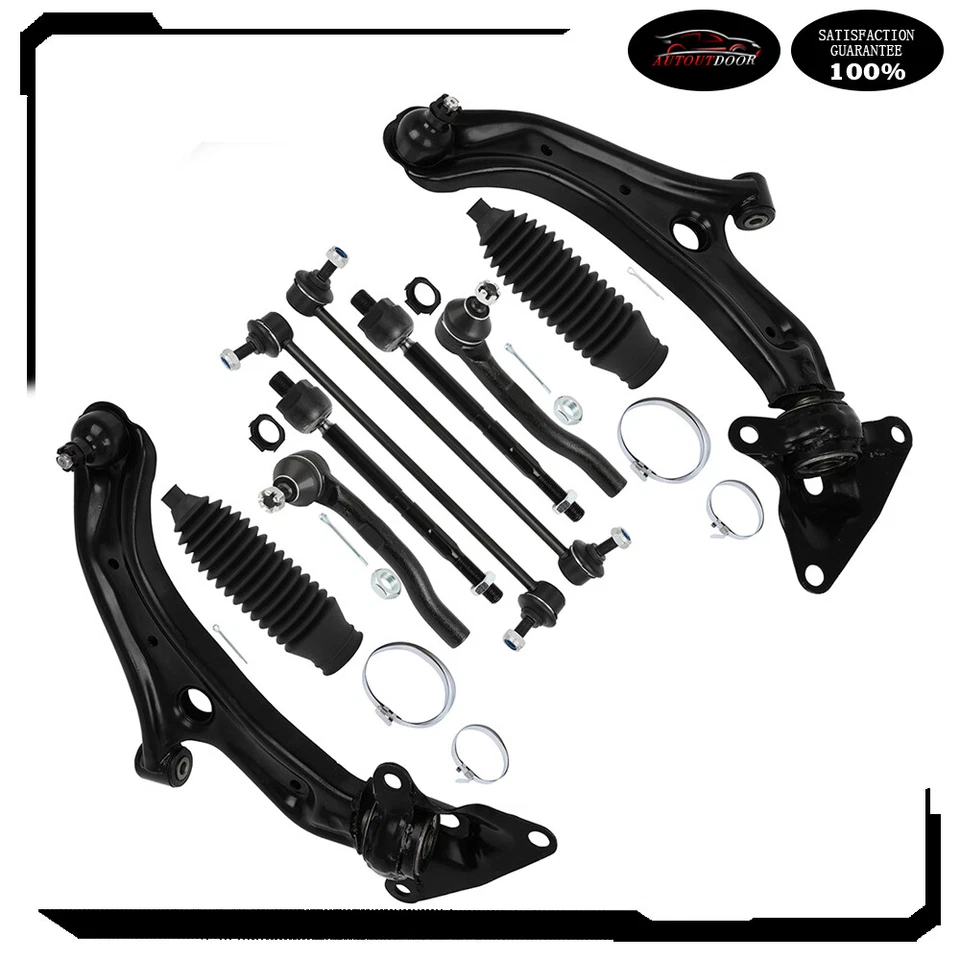 10Pcs For 2009-2013 Honda Fit Suspension Control Arm w Ball Joints Kit Tie Rod - Image 1 of 4