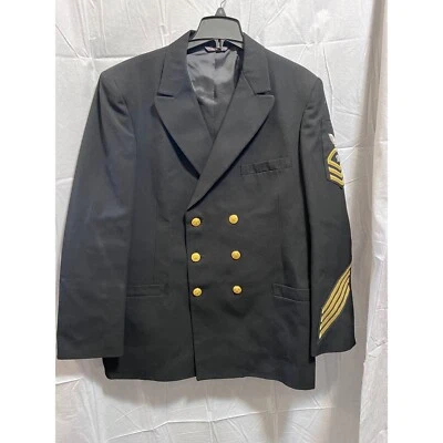VTG Navy Military Dress Coat Jacket Gold Buttons Stripes Career Formal CPO HTC - Image 1 of 4