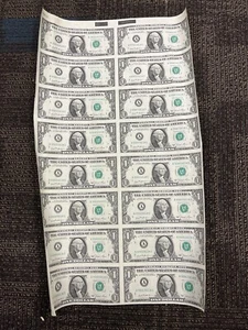 UNCUT HALF SHEET of 1981 One Dollar Federal Reserve Notes 16x $1 RARE #77464 - Picture 1 of 2