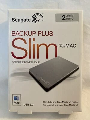Seagate BACKUP PLUS SLIM USB 3.0 2TB PORTABLE DRIVE 4 MAC STDS2000900 NEW Sealed - Image 1 of 4