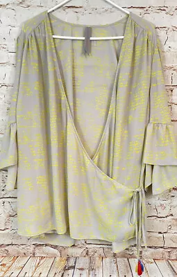 Blusa Melissa McCarthy Seven7 Mujer 3X Top Envolvente Borla Boho Manga Campana Foto 1 de 4