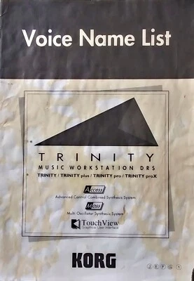 Korg Voice Name List Manual Book for Trinity, Trinity plus, Trinity pro, proX Fr - Image 1 of 3