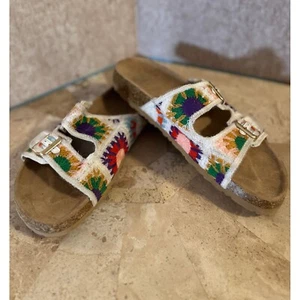 DL Embroidered Cork Slide Sandals Women's Size 11 Colorful Boho EUC - Picture 1 of 7