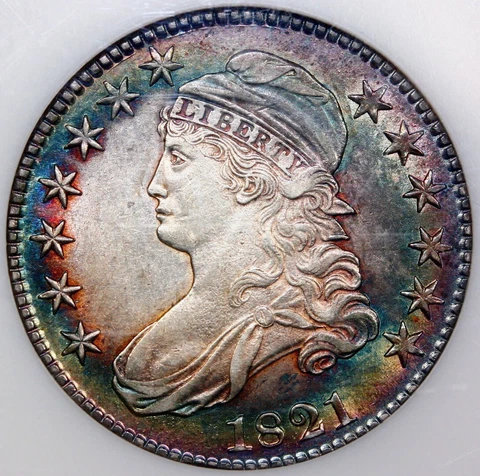 1821 Capped Bust Half Dollar  O-106 NGC AU55 TONING Cover