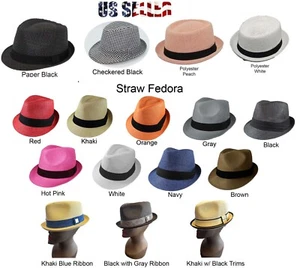 Summer Fedora Light Straw Fedora hat Soft Cool Classic Trilby Beach Sun Cap - Picture 1 of 27