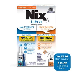 Nix Ultra Lice Removal Kit Lice Treatment Solution & Home Defense Spray 2 Pack - Picture 1 of 7