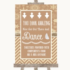 Wedding Sign Poster Print Brown Winter Toiletries Comfort Basket