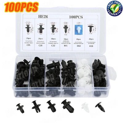 100pcs Fender Liner Fastener Rivet Push Clips Retainer Universal For Volvo - Изображение 1 из 4