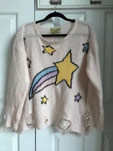 Wildfox Couture White Label Shooting Star Lennon Sweater Small Pink - Picture 1 of 8