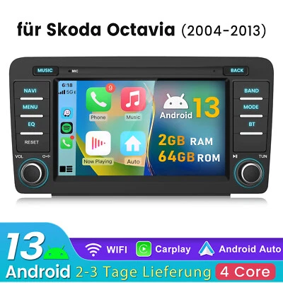 Für Skoda Octavia 2 2004-2013 DAB+ 64G Android 14 Autoradio Carplay DSP GPS Navi - Bild 1 von 4