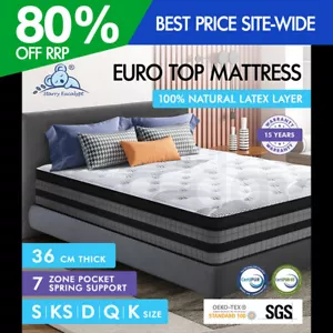 STARRY EUCALYPT Mattress Pocket Spring Latex Euro Top Queen Double King Single - Picture 1 of 72