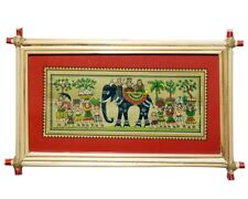 Tribal Village Farmers Palm Leaf Wall Painting Frame On Paper with Cane Stick