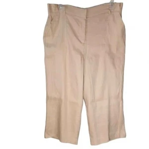 Calvin Klein Womens Pants Size XL Cream Linen Blend Paperbag Waist Cropped New - Picture 1 of 6
