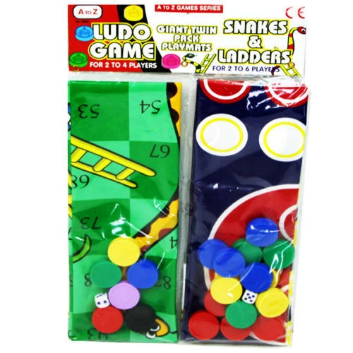 SNAKES LADDERS LUDO TWO GAMES TRAVEL HOME KIDS CHILDREN ACTIVITY PLAYMAT FUN - Image 1 of 1