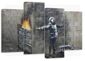 banksy season's greetings split mounted canvas prints - Bild 1 von 7