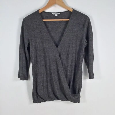 Poetry womens top size 8 grey 3/4 sleeve V-neck cotton blend 031211 - Image 1 of 4