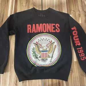 Sudadera Ramones Tour 1995 Mercancía Oficial Estilo Vintage Pullover Negra Pequeña - Imagen 1 de 5