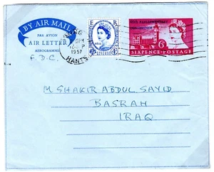 GB QEII FDC Uprated Air-Letter PARLIAMENTARY CONFERENCE 1957{samwells}8b.28 - Picture 1 of 12