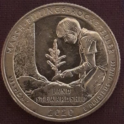 2020 W Marsh Billings Rockefeller Vermont V75 Privy Mark West Point Quarter. - Image 1 of 2