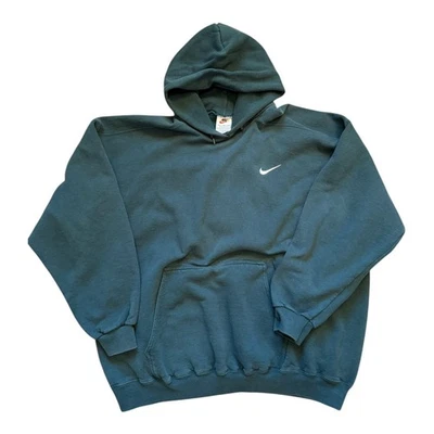 Vintage 90s Nike Hoodie Mens  XXL Forest Green Sweatshirt Made USA Swoosh - Image 1 of 3