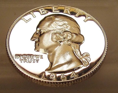 1964 Gem CAMEO Proof Quarter 90% SILVER EYE CANDY Blazing Surfaces #1118 ~ 20 - Image 1 of 2