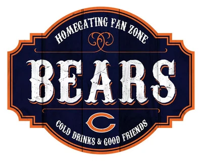 Letrero de pared de madera de los Chicago Bears de 12" para puerta de embarcación de la zona de fanáticos NFL nuevo Foto 1 de 2