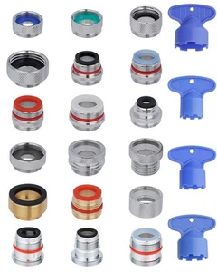 18 Pieces Faucet Adapter Kit, Brass Aerator Adapter Set for Faucet Tap with R... - Picture 1 of 8