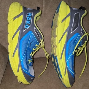 Hoka One One Herren Clifton 1 leuchtend blau & neongelb Turnschuhe 10M - Bild 1 von 10