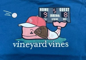 vineyard vines Boys Baseball Fly Ball Whale Short-Sleeve Tee Blue SzM 10-12 NWT - Picture 1 of 3