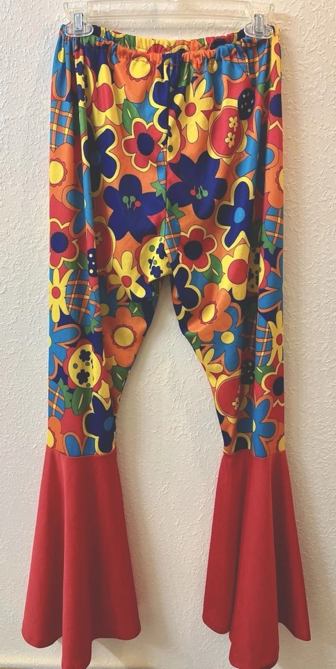 Womens Sz M Flower Power Hippie 60's 70's Halloween Costume Pants RUBIES - Image 1 of 3