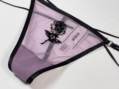 VICTORIA'S SECRET PINK WINK MESH  DOUBLE STRAPPY V STRING PANTIES XSMALL - Image 1 of 4