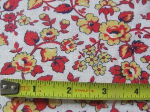 Vintage authentic original full size yellow red floral cotton feed sack - Picture 1 of 2