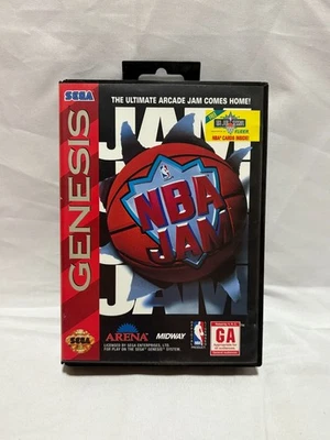 NBA Jam - Game, Box, Manual (Sega Genesis, Arena) Complete CIB TESTED working - Image 1 of 4