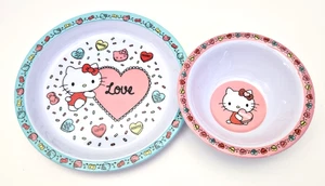 Hello Kitty Sanrio Valentine Kids Melamine Bowl & Plate Set - Picture 1 of 2