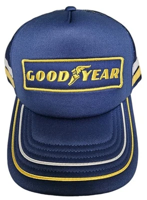 Gorra de béisbol Goodyear Tire azul/rayas camionero ajustable con cierre a presión nueva con etiquetas Foto 1 de 4