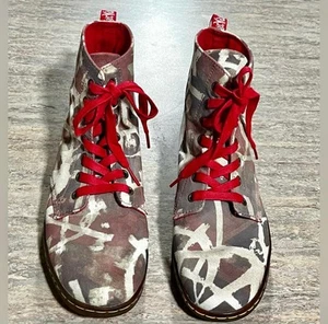 Dr. Martens Women's Hackney Boots. Brown With White Paint Lines. SIZE 8  - Picture 1 of 13