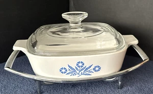 Juego de 3 piezas CorningWare: cazuela de 1 cuarto, tapa Pyrex y base de acero inoxidable vintage - Imagen 1 de 18
