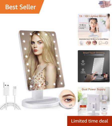 LED beleuchteter Make-up Waschtisch Spiegel mit 10X Vergrößerungsspiegel - Touch Sensor Di...