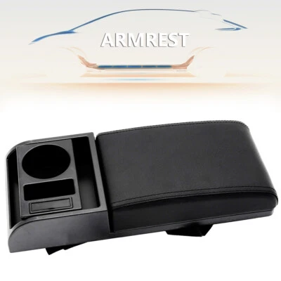 Car Universal Armrest Lid Cover Center Console Storage USB Organizer Cup- Holder - Image 1 of 4