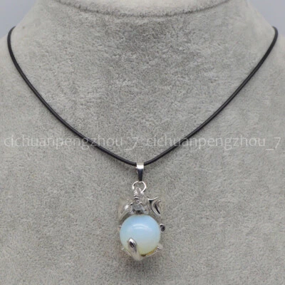 Натуральный белый опал лунный камень мяч слон подвеска ожерелье серьги ювелирный набор - Изображение 1 из 3