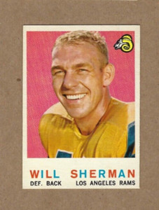 1959 Topps football card #127 Will Sherman, Los Angeles Rams EXMT