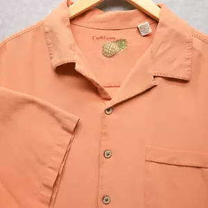 Karibische Ananas Herren XLT Tall 100 % Seide Hemd hellorange Knopfleiste tropisch - Bild 1 von 9