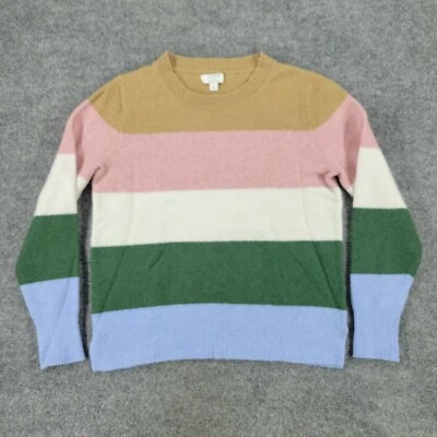 Suéter J Crew Para Mujer Mediano Marrón Rosa Cuello Redondo Manga Larga Rayas Pullover Foto 1 de 4