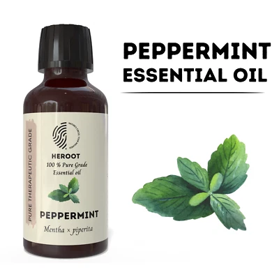 HEROOT Peppermint Oil - Natural Essential Oil for Energizing, Headache Relief