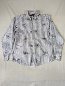 Bugatchi Uomo Shirt Men Large Dress Button Up Long Sleeves Business Office White - Picture 1 of 8