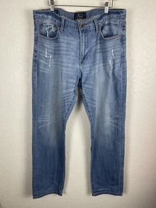 Jeans da uomo dritti originali Lucky Brand 221 36 x 32 lavaggio medio effetto invecchiato - Foto 1 di 12